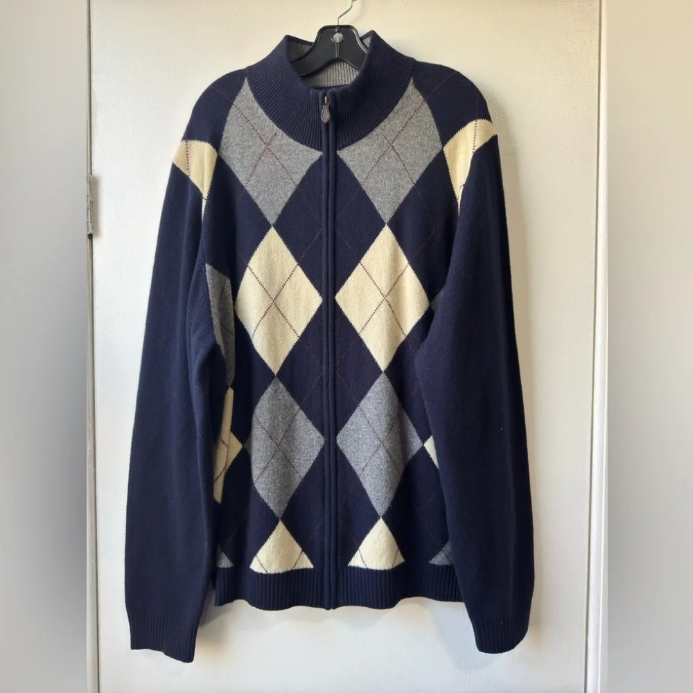 Brooks Brothers Men’s 100% Lambswool Full Zipper Sweater Sz